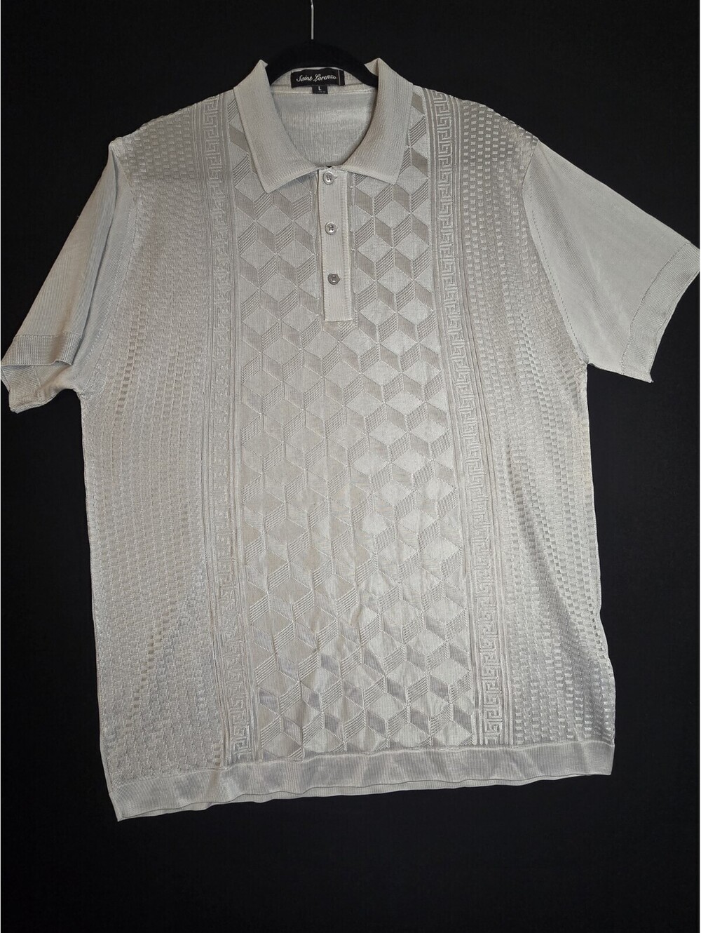 Saint Lorenzo Sport Polo Shirt Men Size L Silver Gray Club - Tony Soprano Style